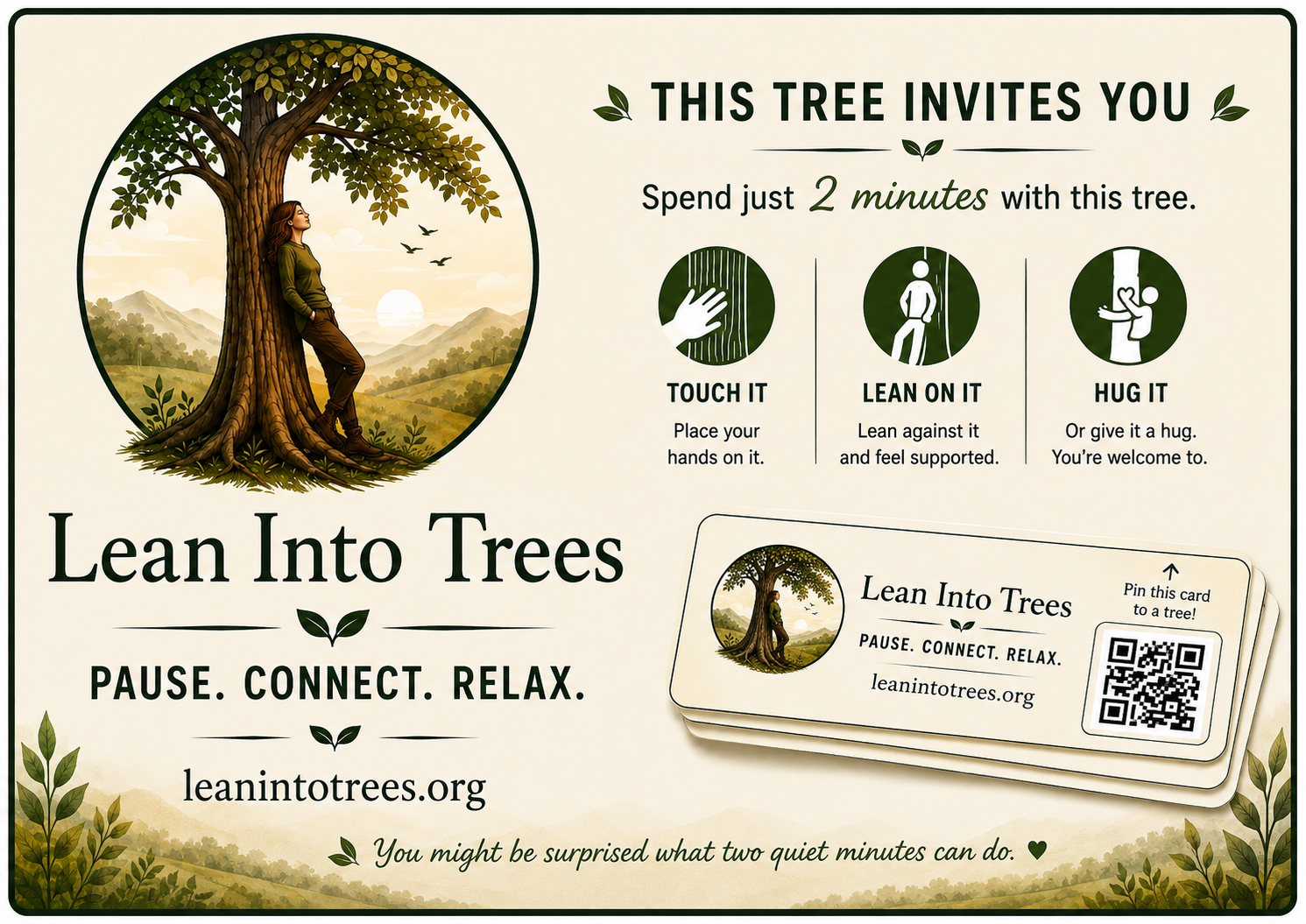This Tree Invites You — A4 street sign for Lean Into Trees